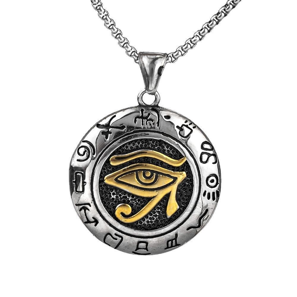 Vintage Men's Ancient Egyptian Eye of Horus Pendant Necklace