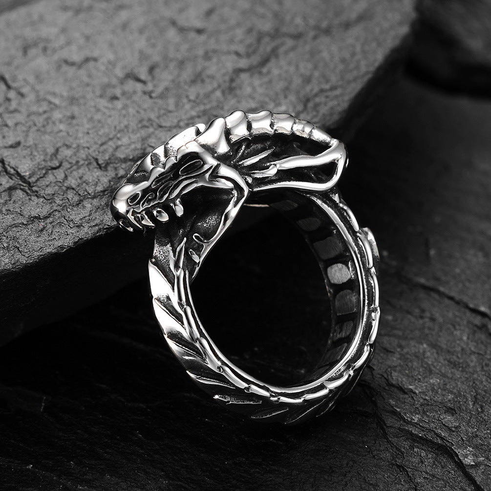 Gothic Stainless Steel Evil Dragon Ring – Punk Stainless Steel Direct product view