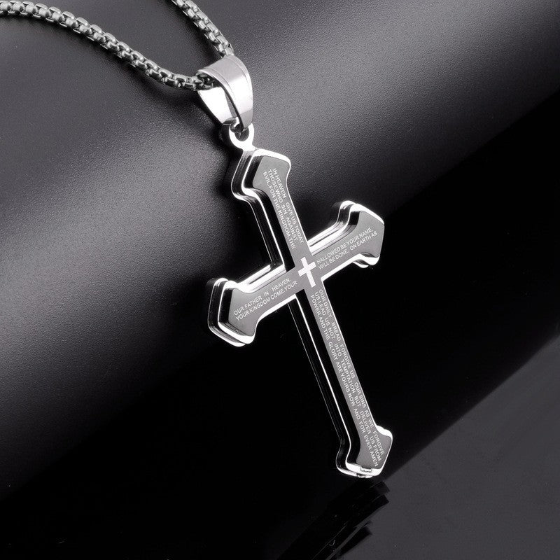 New Jewelry Titanium Steel Black Cross Pendant Necklace
