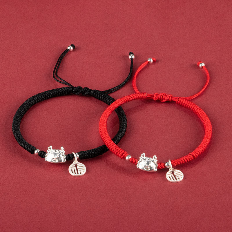 Dragon Blessing Sterling Silver Zodiac Bracelet Set