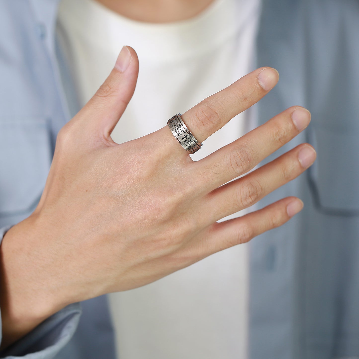 Cross-Border Rotating Stainless Steel Men's Ring Accessory