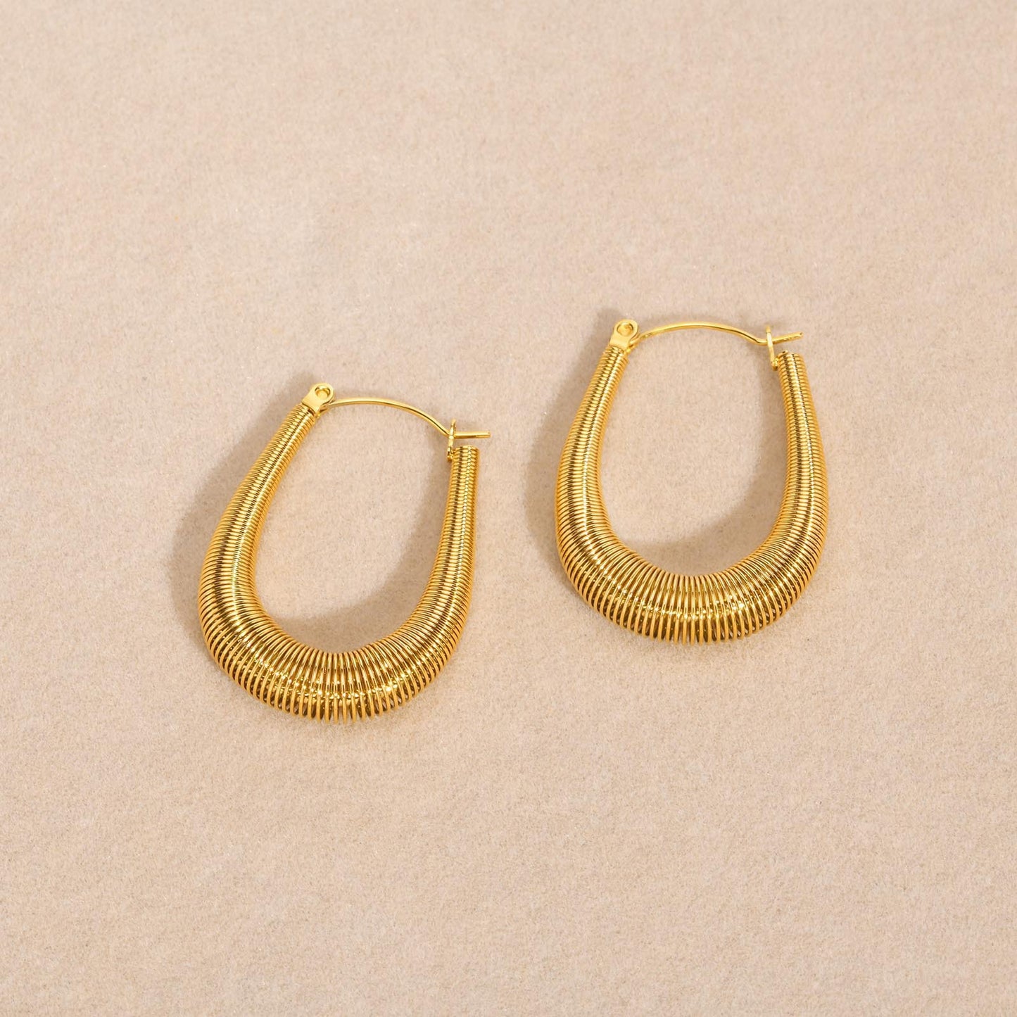 Stainless Steel Women's Personalized Fashion U-Shaped Earrings Gold