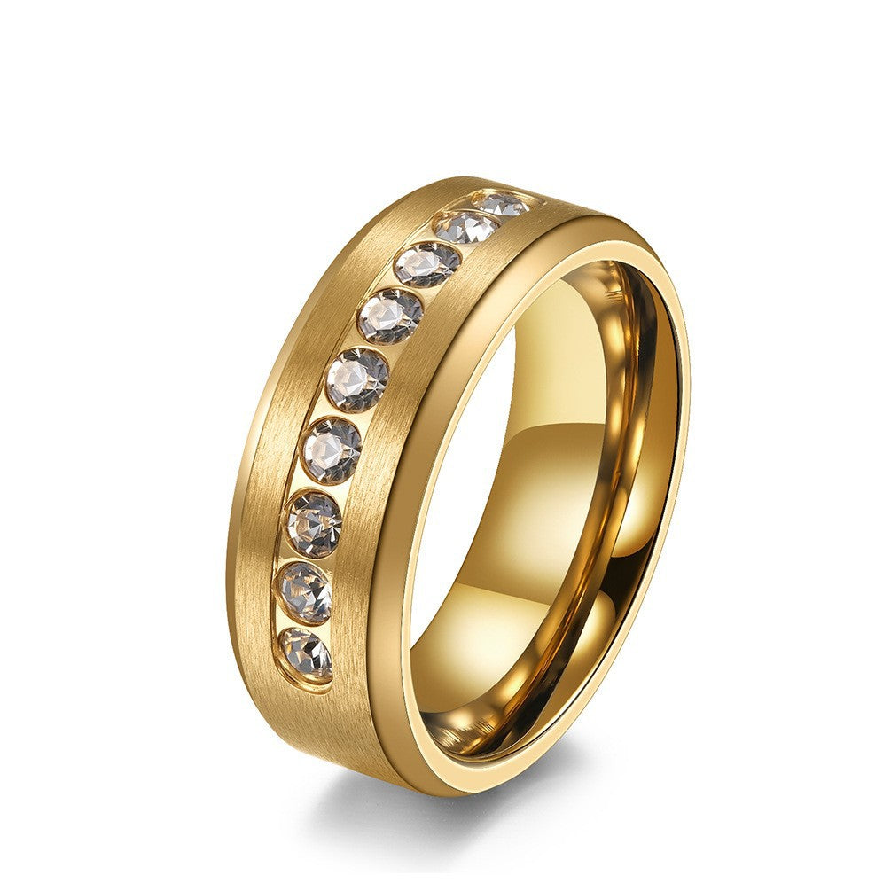 Stainless Steel Plated 18k Gold Ring – Zircon- For Unisex For Marriage