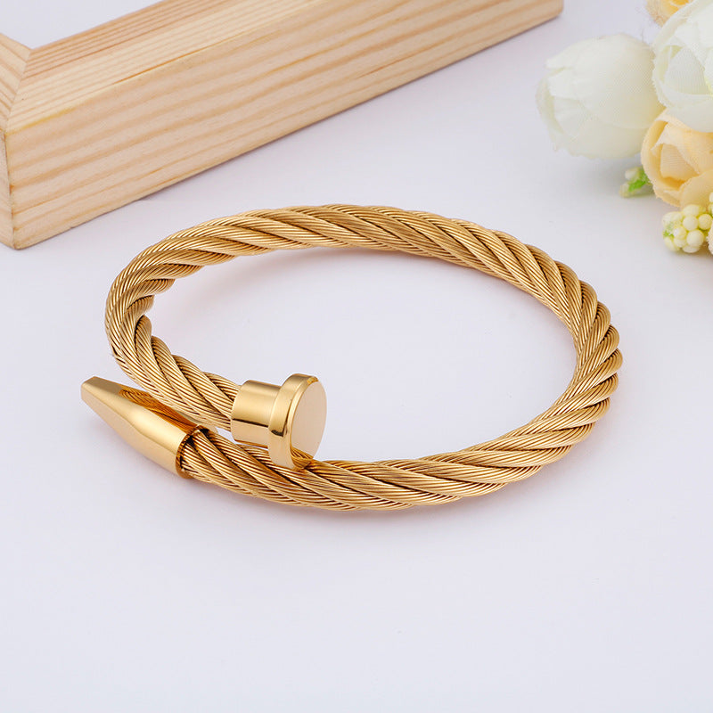 Nail Steel Wire Bracelet Bracelet – Stainless Steel Metal Texture