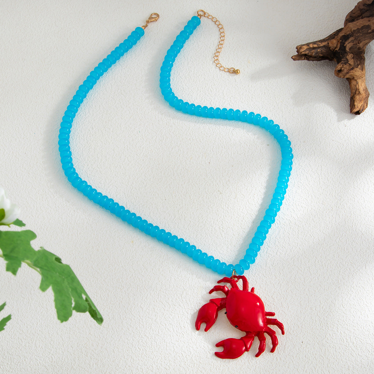 Crab & Lobster Beaded Pendant Necklace