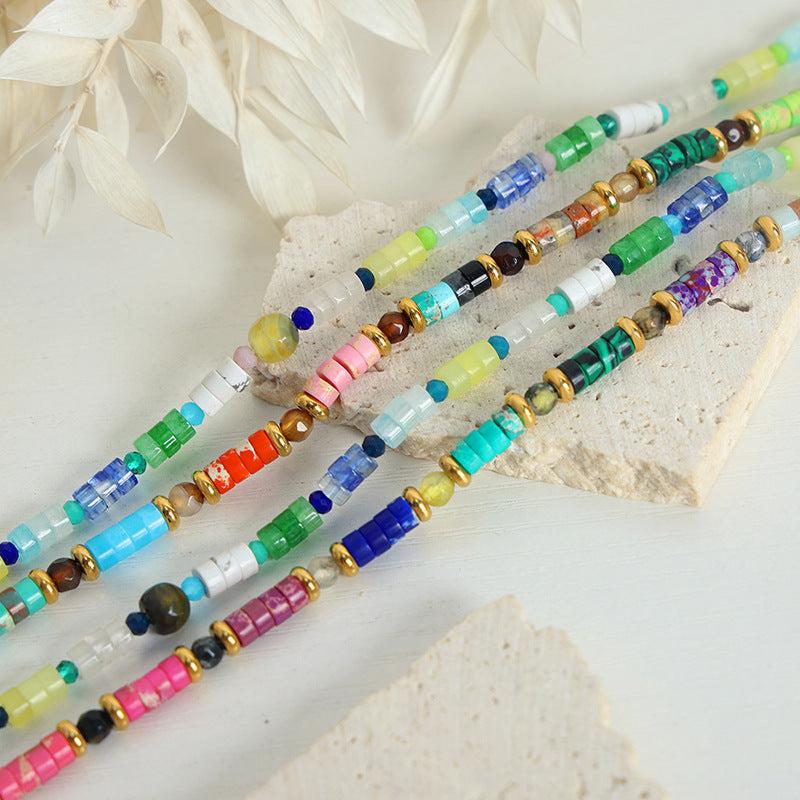 Bohemian Gemstone Handmade Necklace with Cross-Border Design for Women