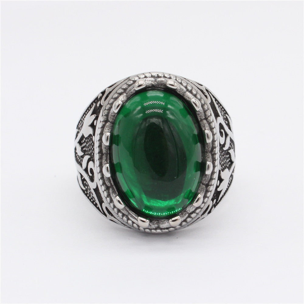 Planderful Titanium Steel Ring With Oval Stone Tulip Design Unisex Premium Fashion Court Style