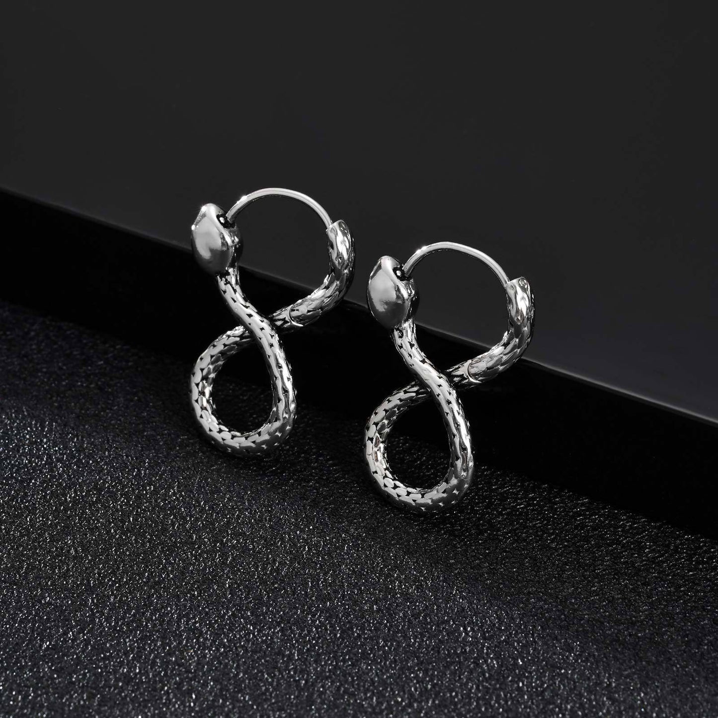 Planderful Men Stainless Steel Infinity Snake Earrings Cool