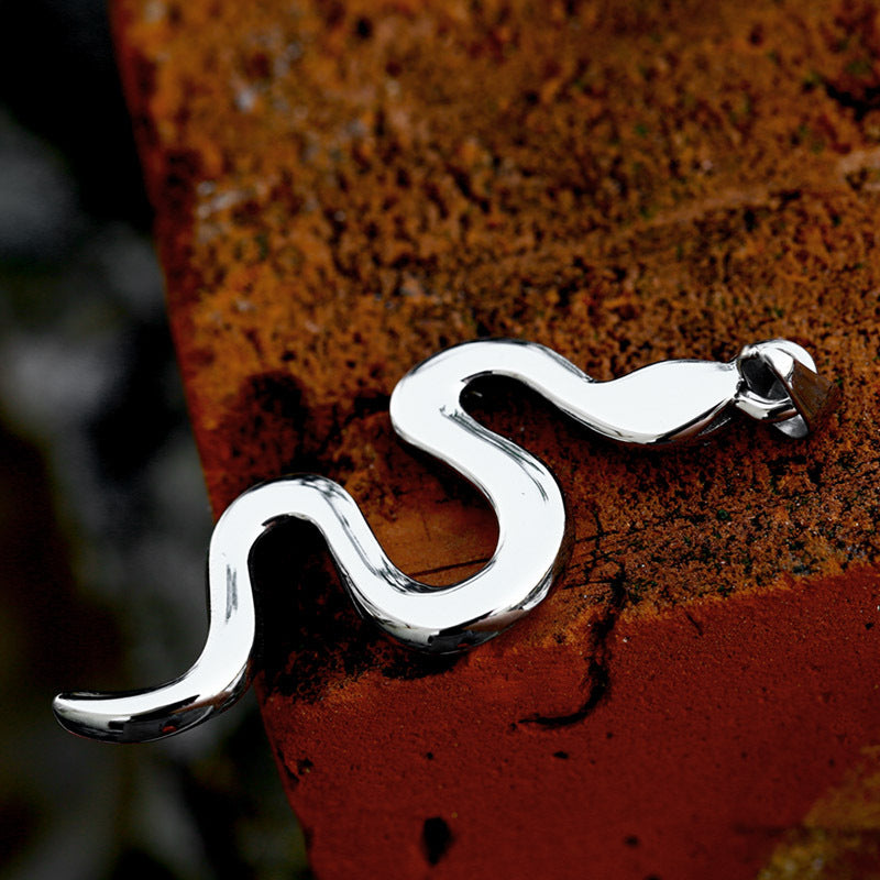 Stylish Retro Zodiac Snake Pendant Necklace for Men - Cross-Border Stainless Steel Jewelry