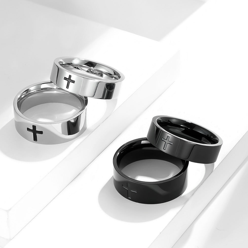Steel Ring – Minimalist Cross Ring For Couples