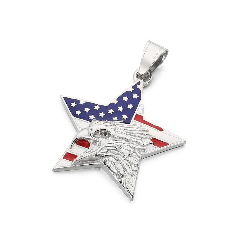 Planderful Eagle Pendant For Men Dripping Oil Pentagram