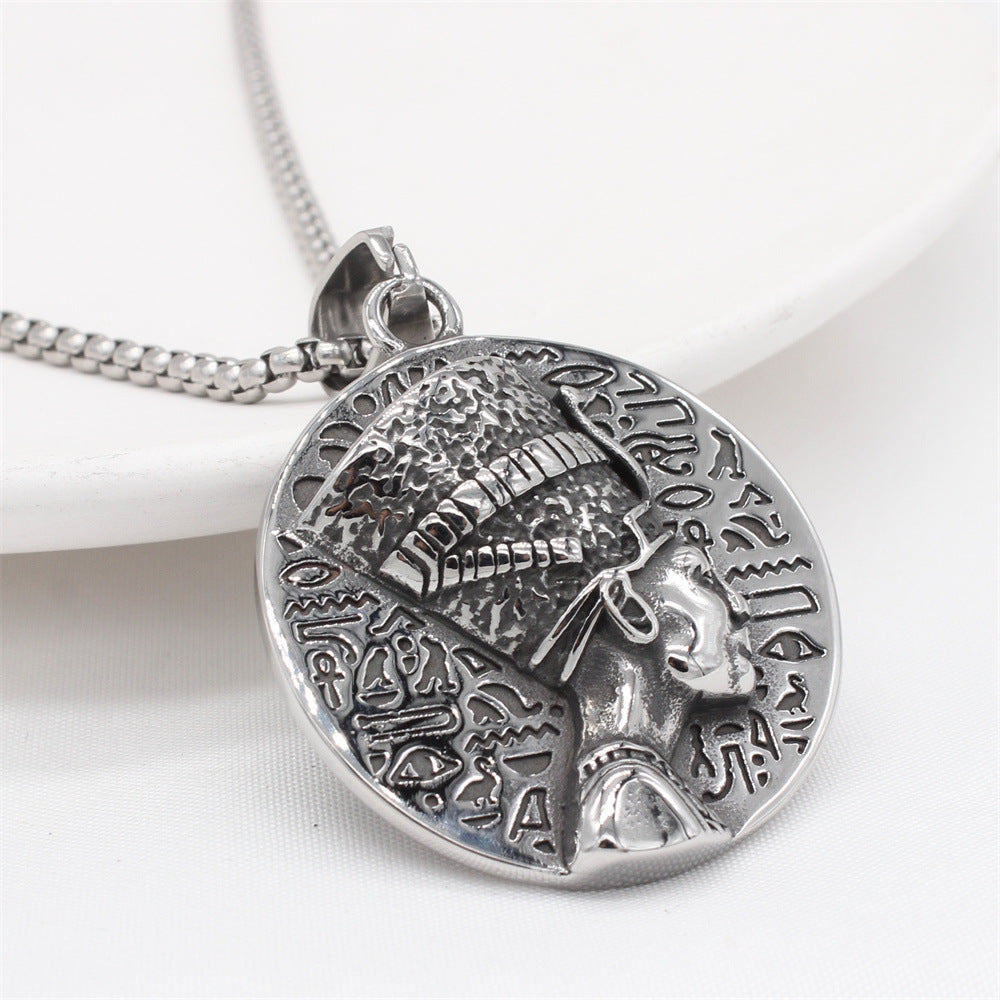 Planderful Everyday Genie – European and American Personalized Retro Egyptian Pharaoh Men's Titanium Steel Pendant