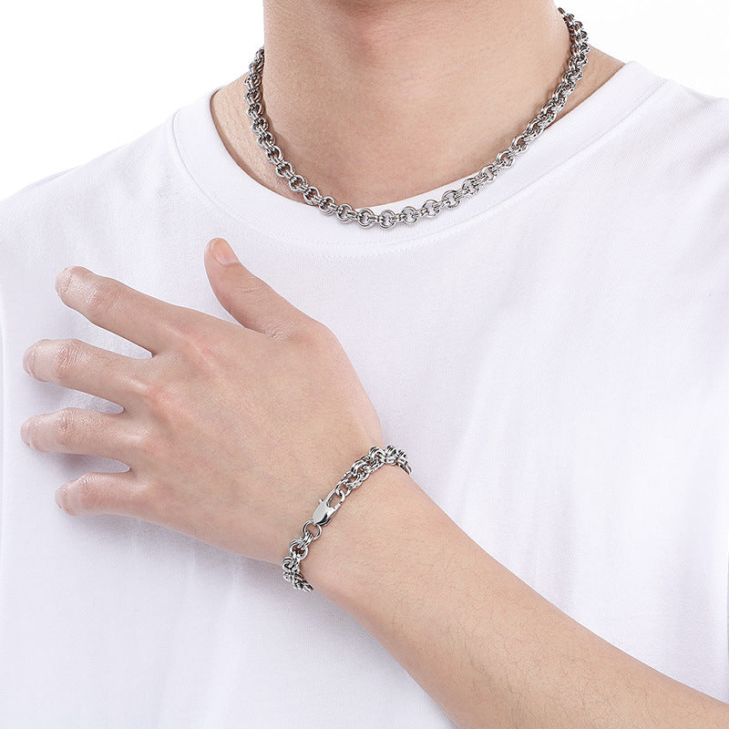 Stainless Steel Double Circle O Chain Bracelet Unisex