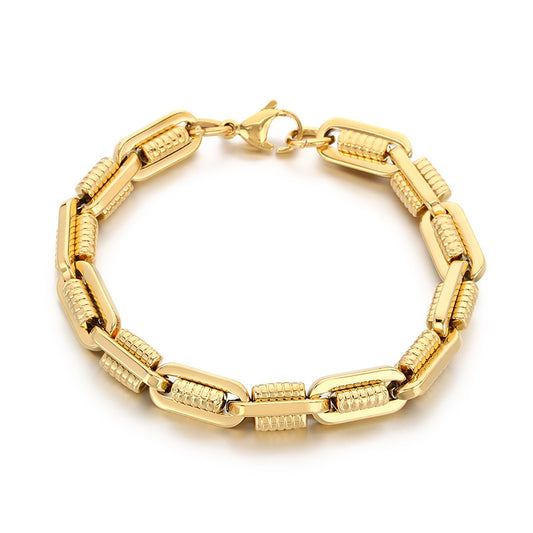 Design Metal Chain Bracelet – Mechanical Wind Rock Vacuum Plating Titanium Steel Men's