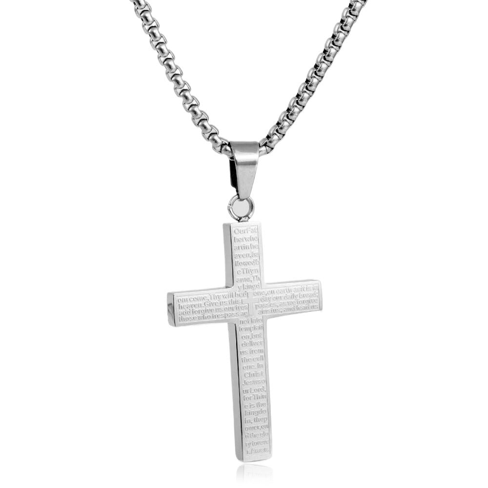 European And American Stainless Steel Cross Pendant Men's Trendy Retro Titanium Steel Necklace