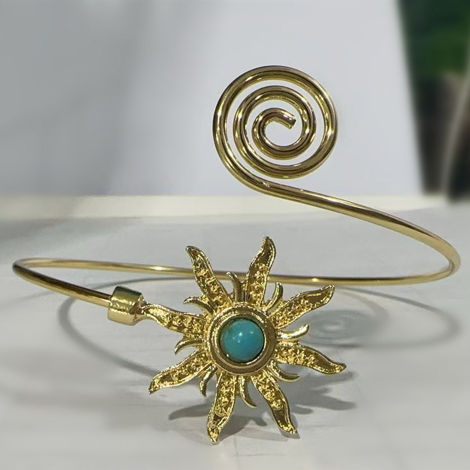 Planderful Savanna Rhythms Bracelet Set – Exaggerated Metal Design with Zircon Encrusted Detail