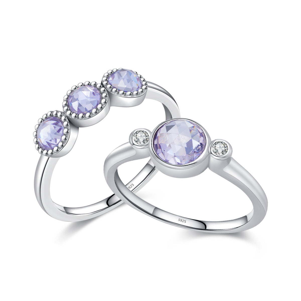 925 Sterling Silver Round Zircon Ring