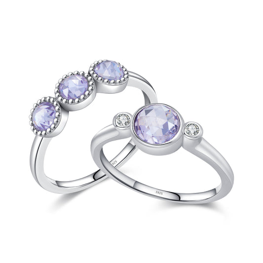925 Sterling Silver Round Zircon Ring