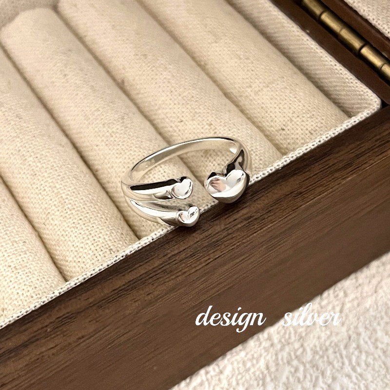 Planderful Everyday Genie – Simple Personality S925 Sterling Silver Love Ring with Heart-Shaped Opening