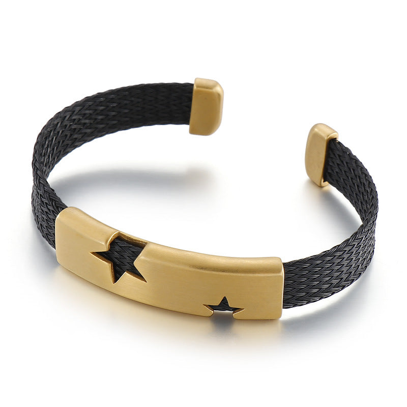 Atmosphere Five-Pointed Star Opening Men's Titanium Steel Bracelet