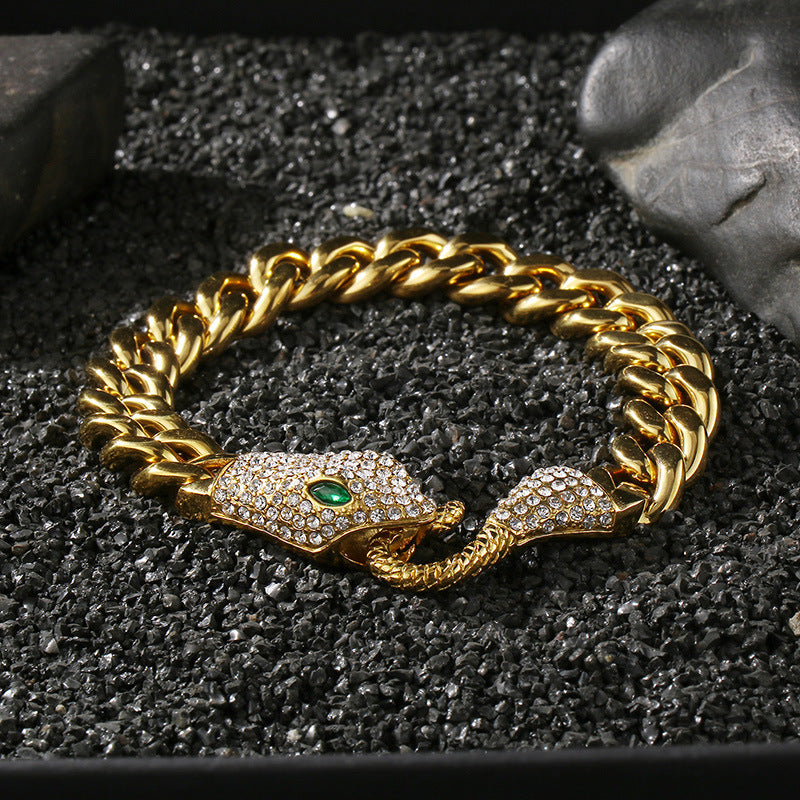 Men's Matte Cuban Chain Bracelet – Double-Sided Pavé Zircon