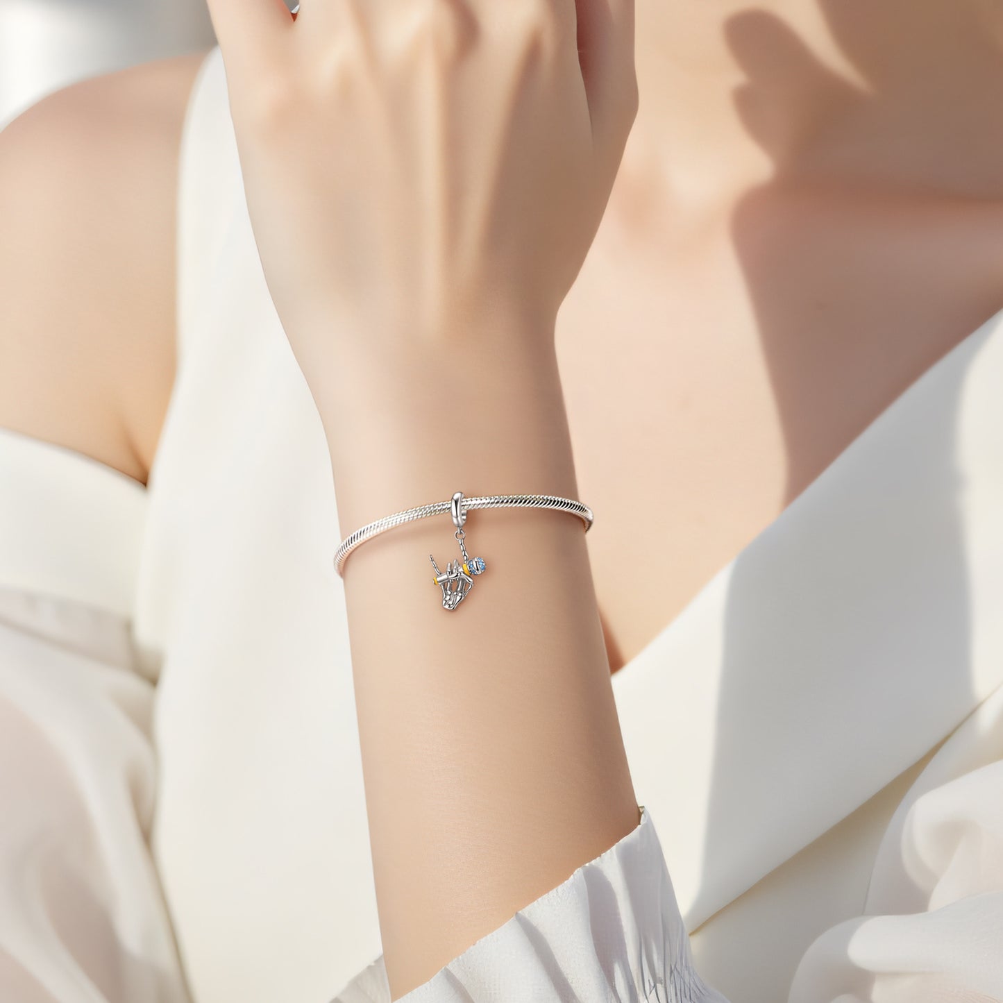 Planderful Jewelry Sterling Silver Skull Pendant Necklace With Zircon Stone For Everyday Luxe