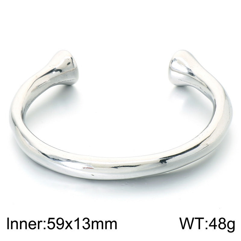 Mobius Twist Open Stainless Steel Bracelet Water Drop Double Head Stainless Steel Unisex