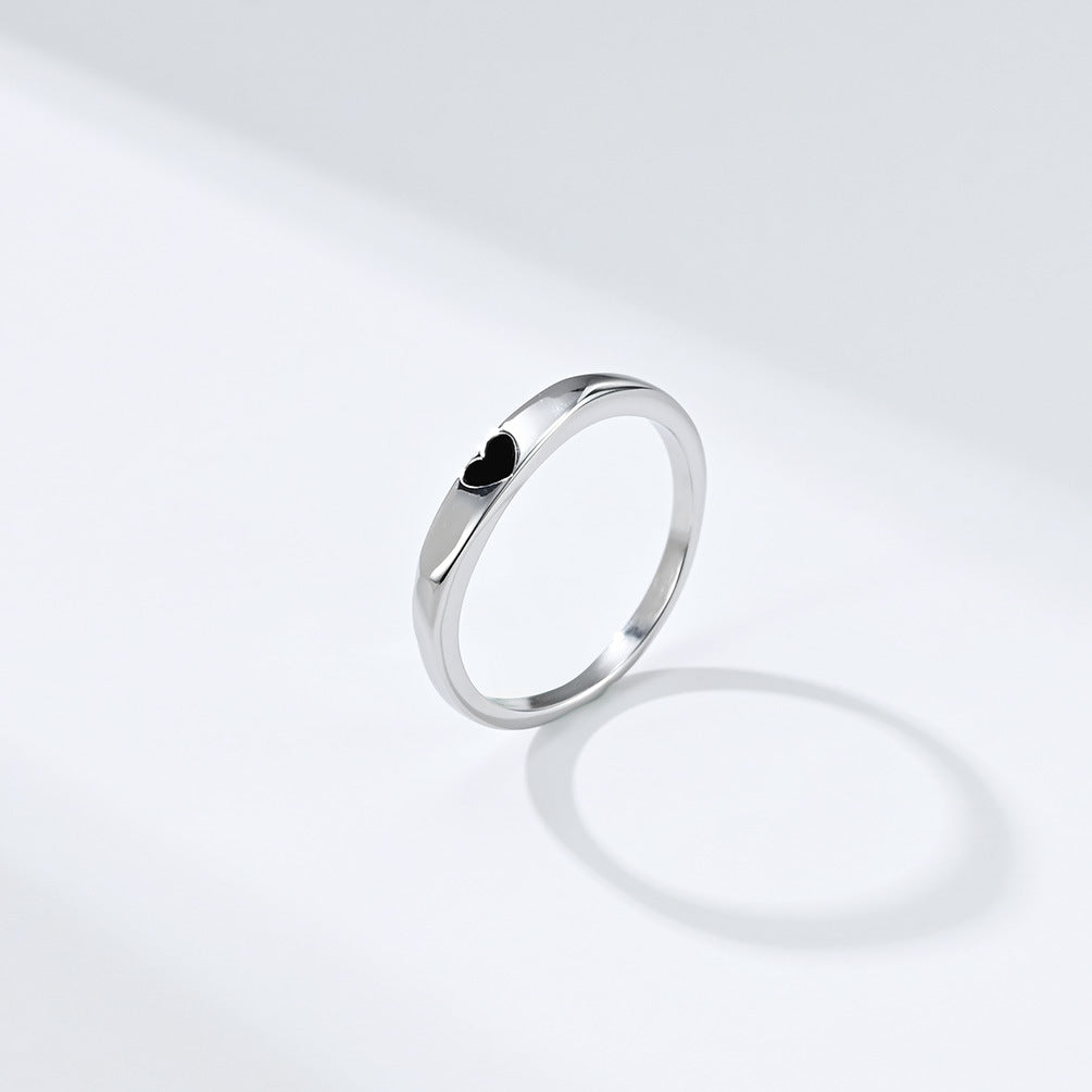 Japanese and Korean Style Simple Love Titanium Steel Ring