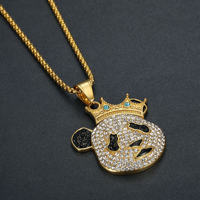 Rhinestone Necklace - Statement Cartoon Crown Design