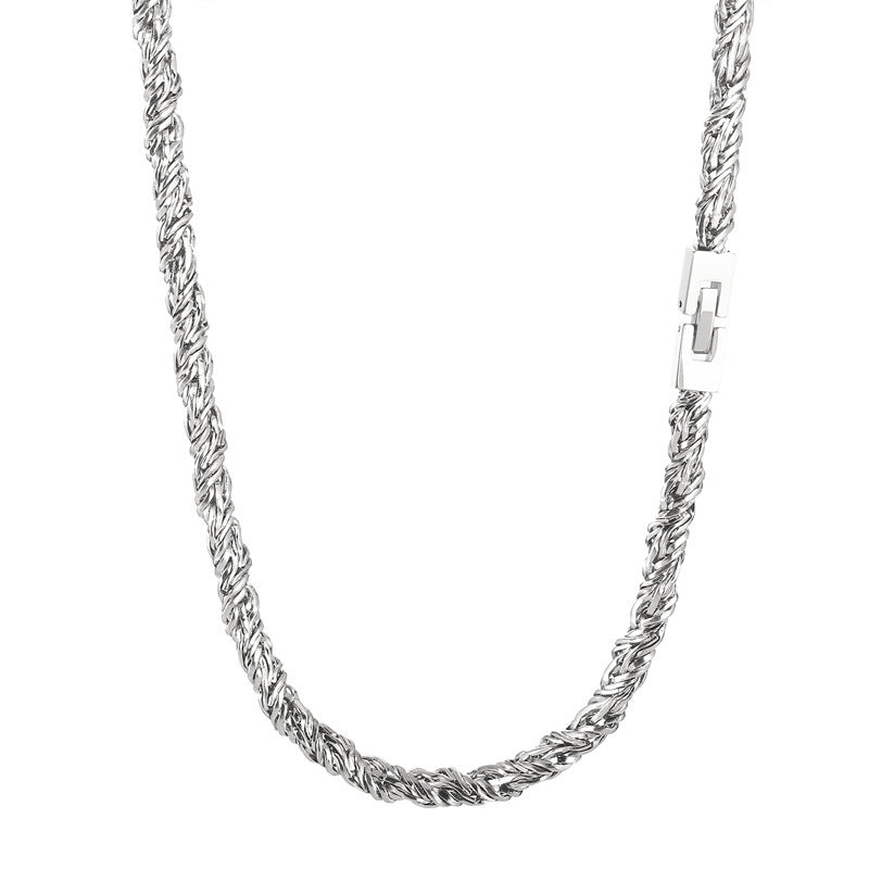 Hip Hop Stainless Steel Woven Twist Chain Necklace Male Titanium