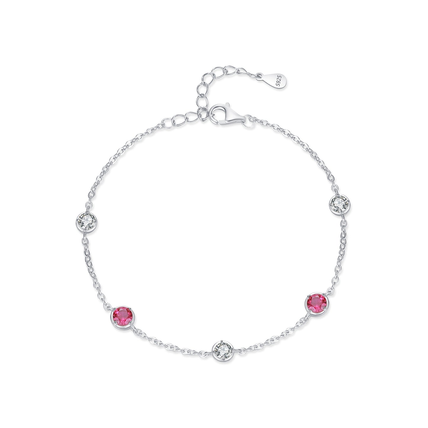 Exquisite Sterling Silver Ins Style Bracelet with Zircon Gems