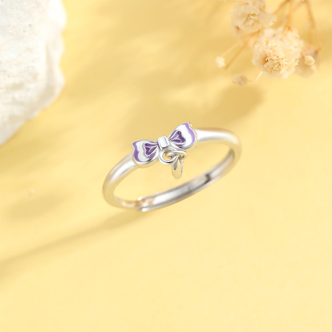Bow Safety Ring For Women S925 Sterling Silver Adjustable Luxury Tail Ring By Planderful Everyday Genie