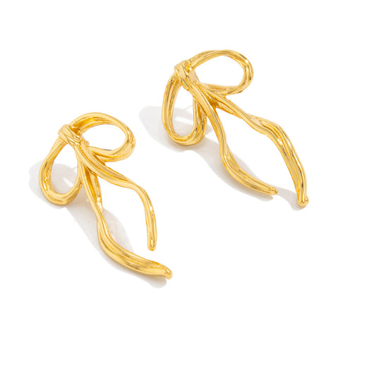 Planderful Vienna Verve Bow Stud Earrings Metal For Women Versatile Everyday Statement