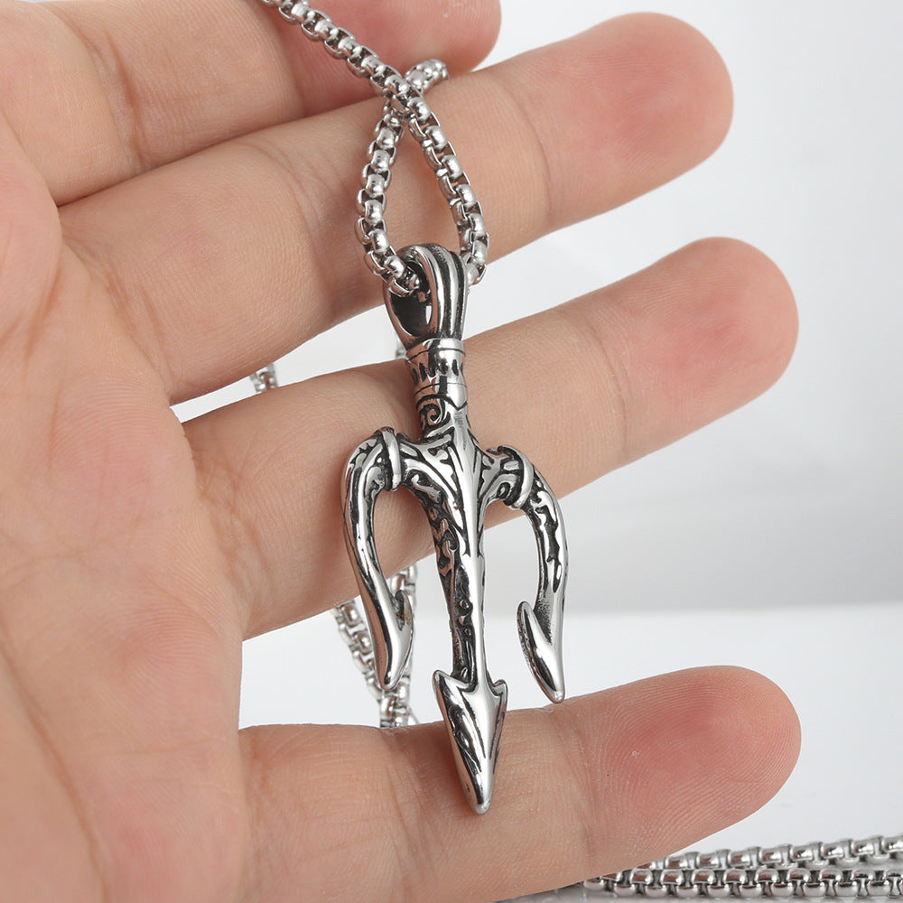 European And American Stainless Steel Trident Pendant Men
