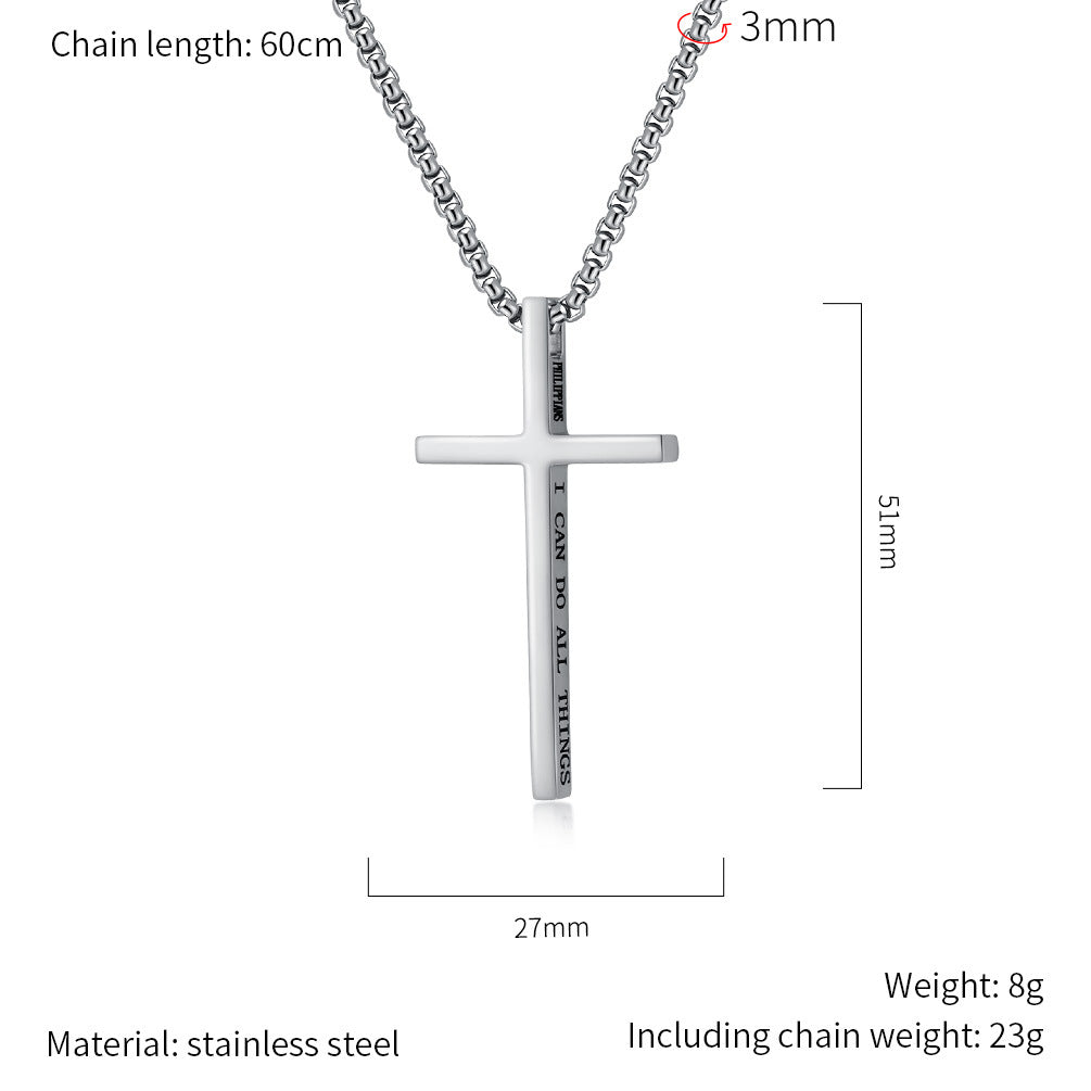 Steel Necklace - Minimalist Unisex Cross Pendant