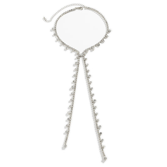 Statement Necklace with Tassel Detail and Rhinestone Collar By Vienna Verve