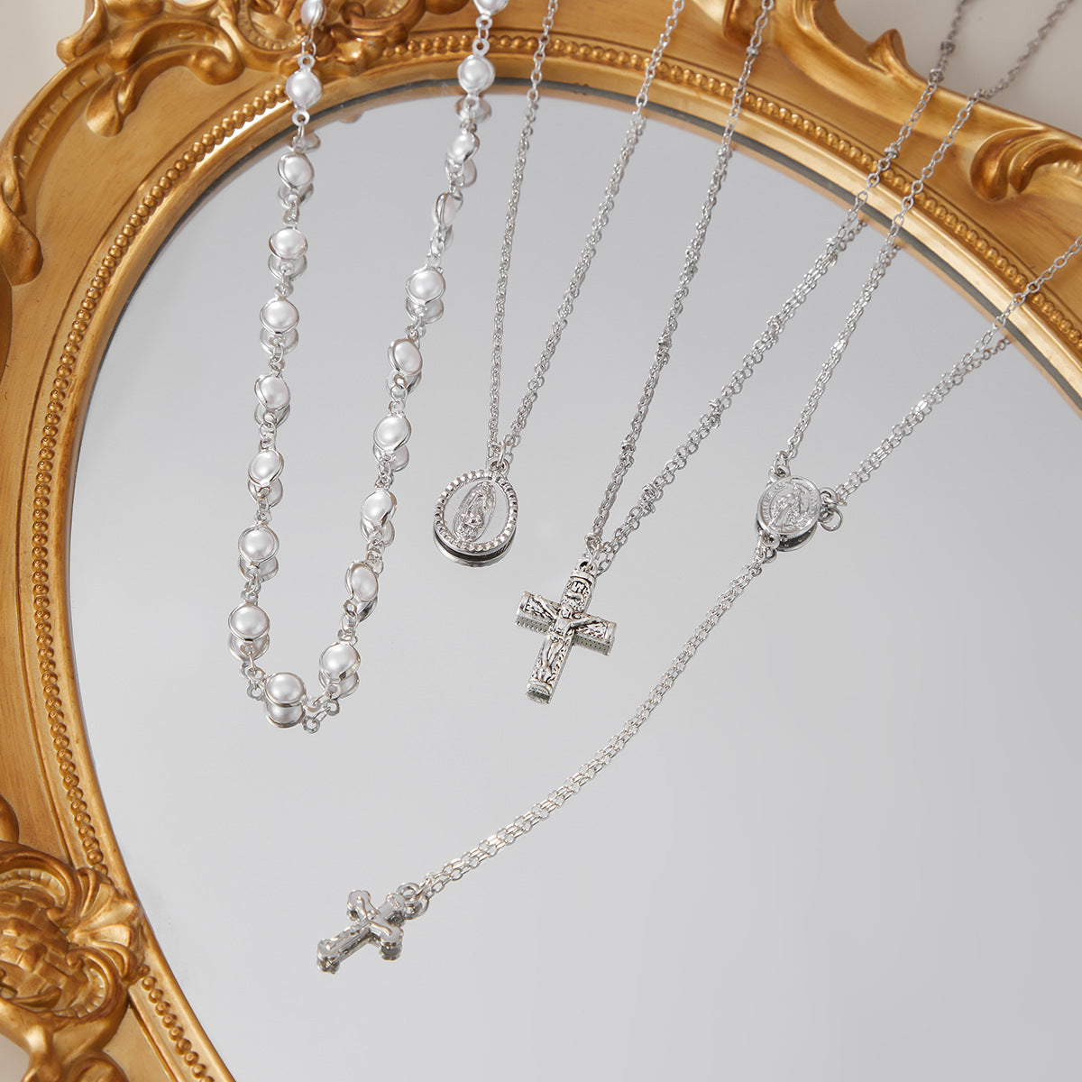 European and American cross-border personalized versatile zircon-encrusted cross pendant necklace, temperament stacked with cold ins long jewelry