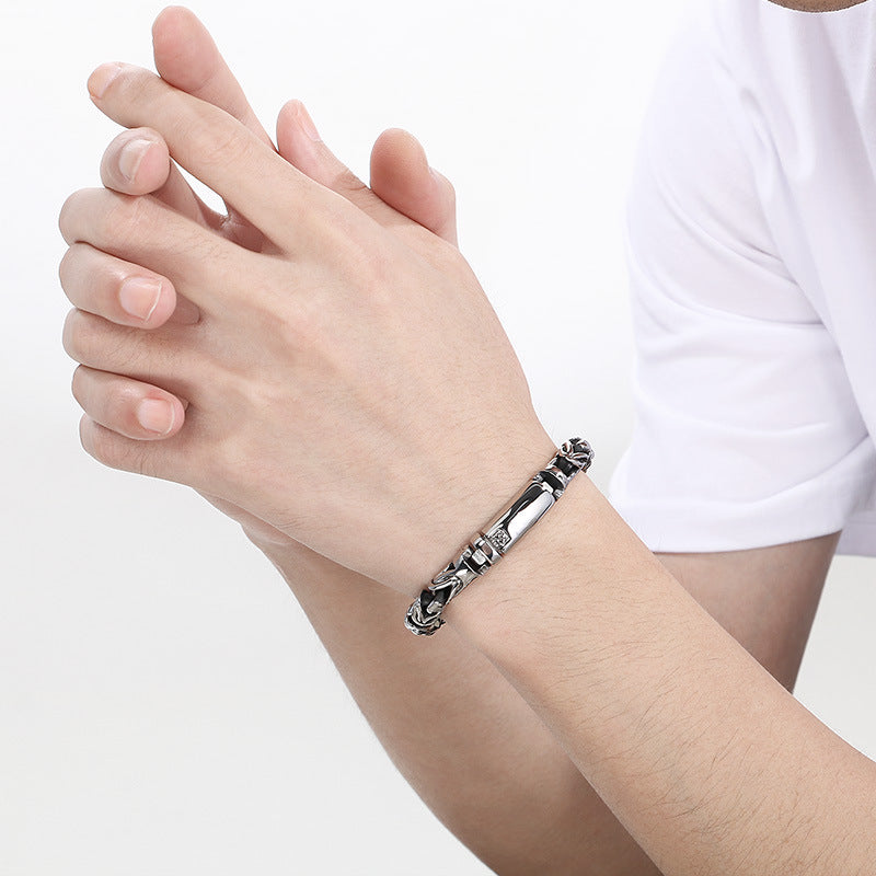 Planderful 18K Gold Mens Bracelet Punk Style Titanium Steel