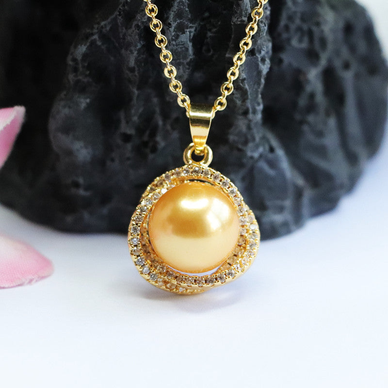 Champagne Shell Pearl Nest Pendant — No Chain