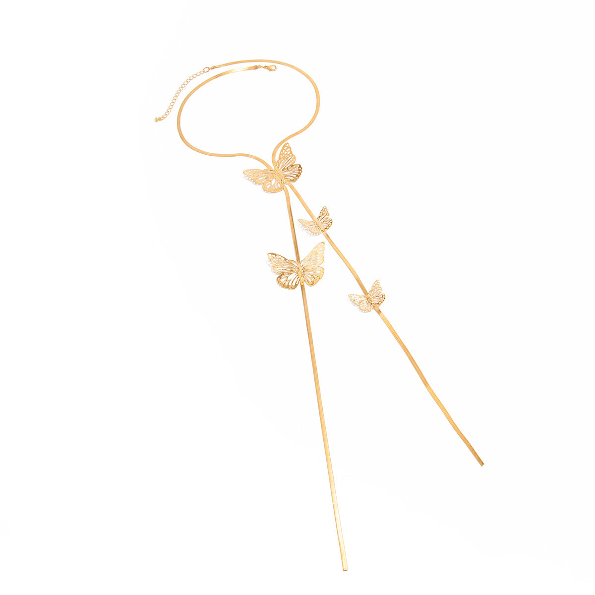 Butterfly Flower & Ginkgo Y-Necklace