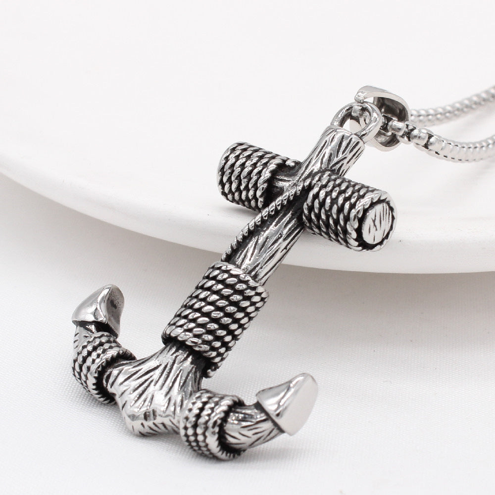 Navy Anchor Pendant Necklace Titanium Steel For Men Unisex Durable Protection Statement By Planderful Everyday Genie