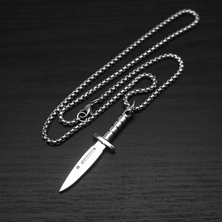 Planderful Dagger Pendant Necklace Stainless Steel Personalized For Men Edgy Punk Retro Jewelry