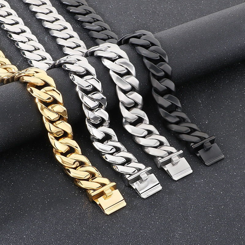 Planderful Everyday Genie Cuban Chain Mens Necklace Titanium