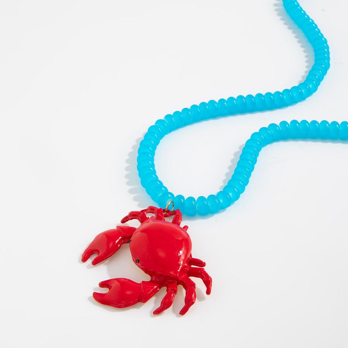 Crab & Lobster Beaded Pendant Necklace