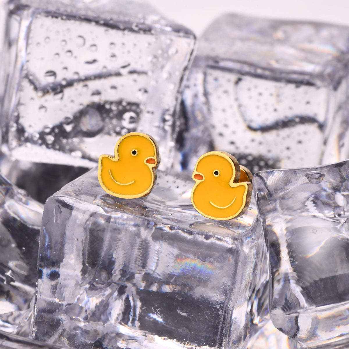 Gold-Tone Duck Earrings