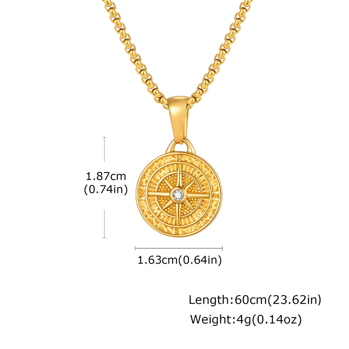 Zircon Stainless Steel Necklace Unisex
