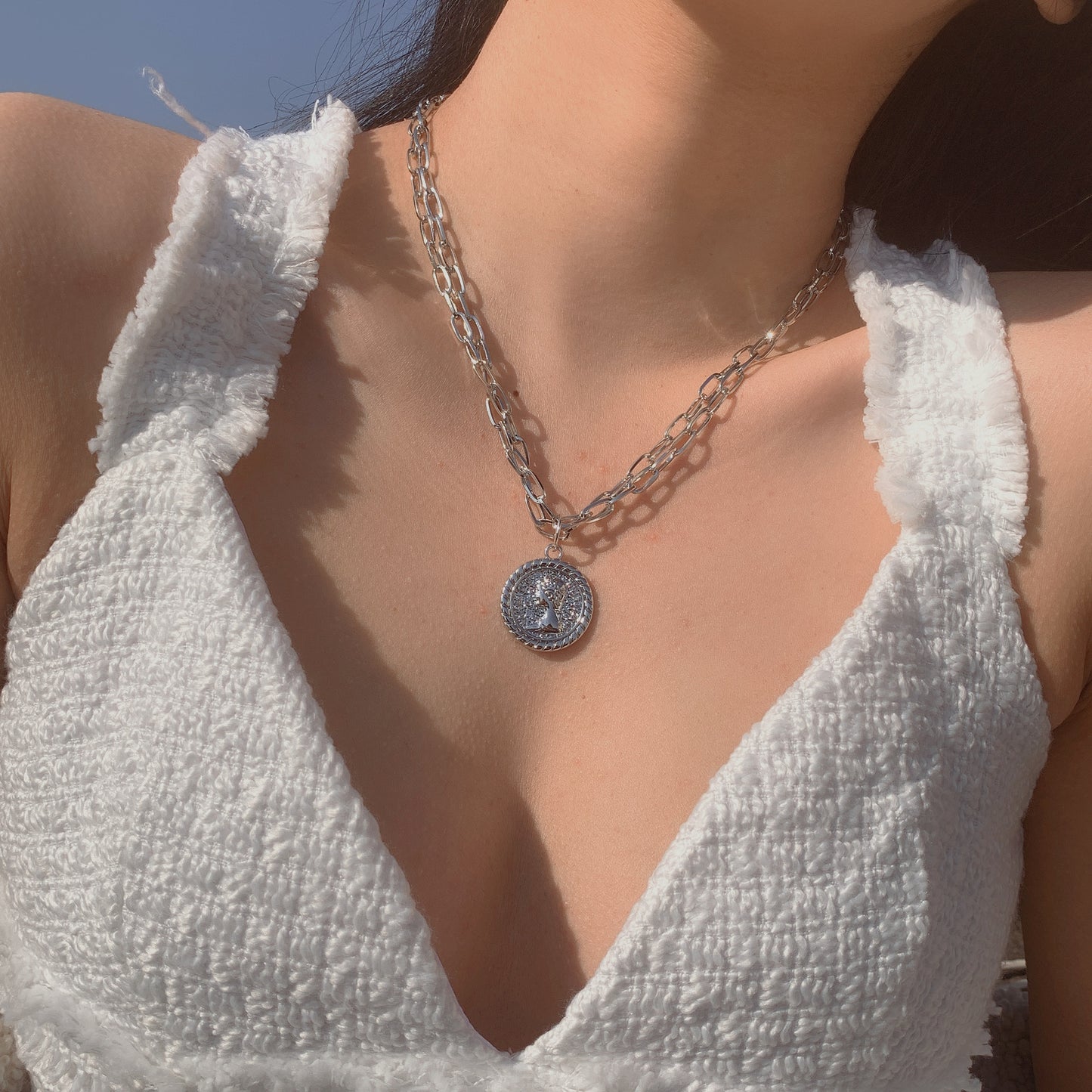 Heart, Eye & Cross Fringe Necklace