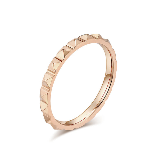 Planderful Titanium Steel Rhombus Ring With Pyramid Lattice Tail For Women Stylish Everyday Genie