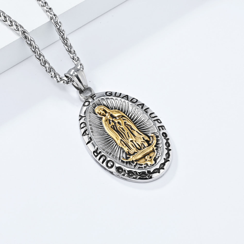European And American Retro Virgin Mary Necklace For Men