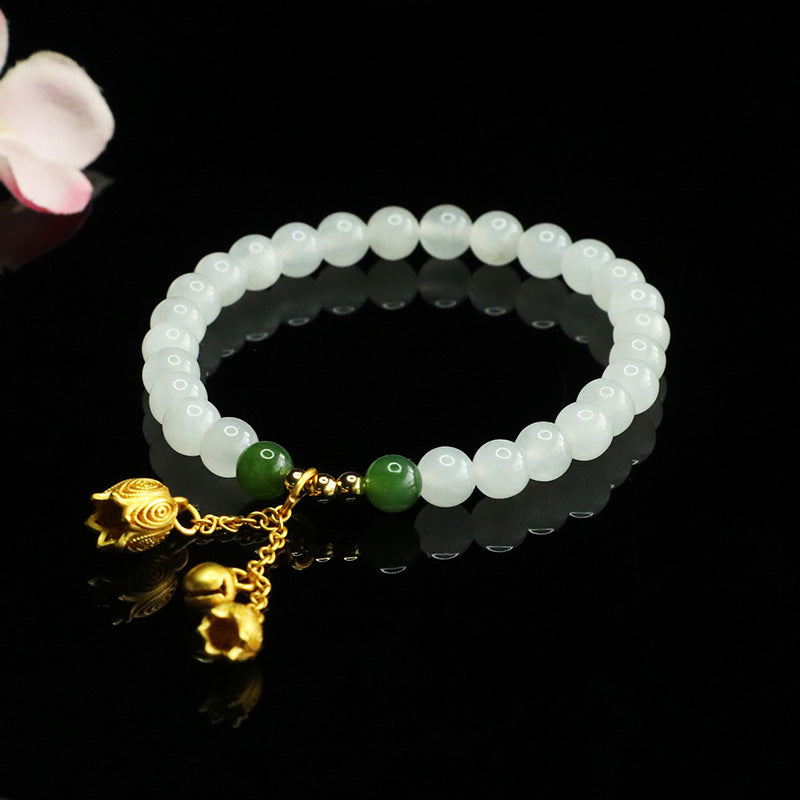 Hetian White Jade Lily-of-the-Valley Bracelet